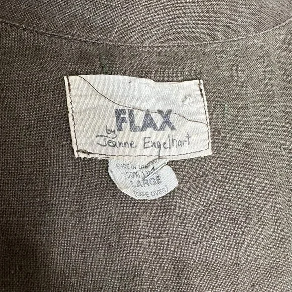 Flax Green Oversized Linen Blazer Large - Picture 6 of 6